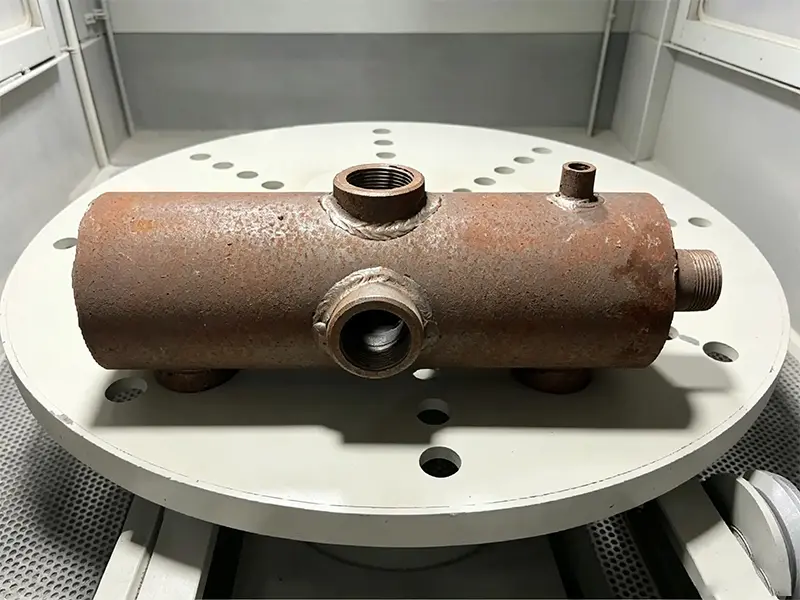 Rusty cast iron valve body before treatment