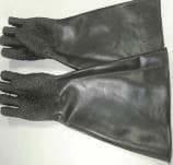 Thick durable rubber sandblasting gloves for blast cabinet operation