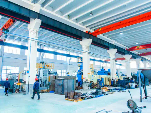 Taisheng factory workshop with industrial shot blasting machines, strict quality control,ISO and CE certified, durable wear plates